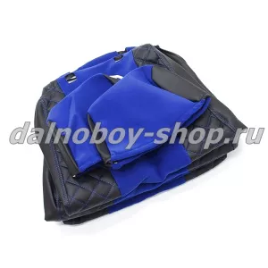 Чехол - сиденье иск.кожа+велюр PREMIUM SHACMAN от 2021г. ГРАМЕР с ремнями  (SH02) / черно-синий