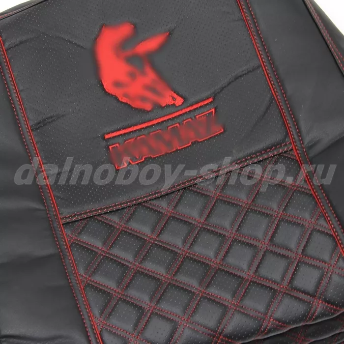 Чехол - сиденье / иск.кожа /PREMIUM / KMZ (2 сид.2подголов.) без ремней / черн+красн.нити