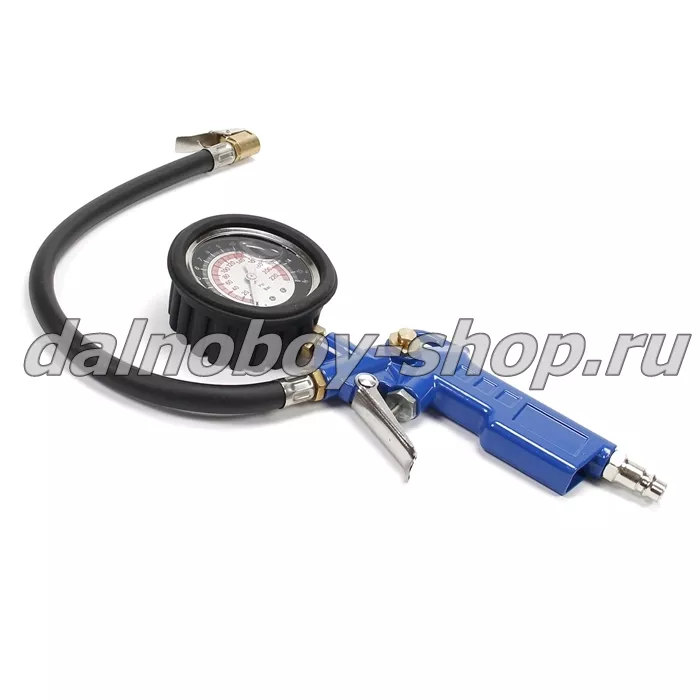 Манометр ГЕЛЕВЫЙ с пистолетом для подкачки шин / 0-16 бар / Евро / D-25 с наконечником "Клипса"