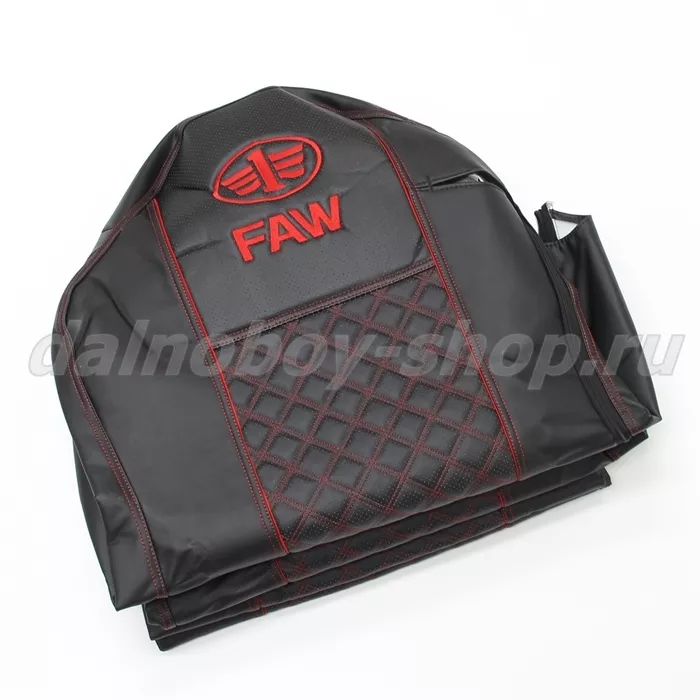 Чехол - сиденье / иск.кожа /PREMIUM / FAW J7 (FW02) / Черн+красн нити