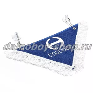 Вымпел треугольный HINO с бахромой и рисунком синий