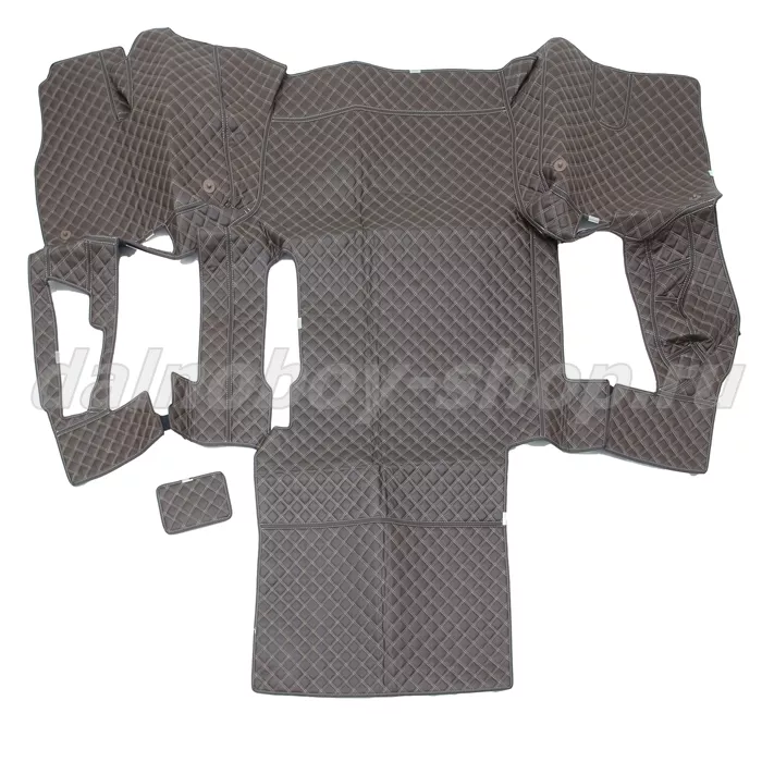 Коврик кож.зам. 3D под ноги Man TGX (2016-2021) авт без ящ без хол 2х нитка шоколад кожа/нить беж