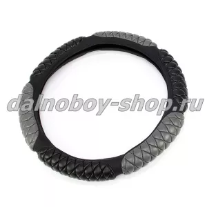 Оплетка на  руль универсальная СТЕГАНАЯ 50*10cm XXXXL черно-серая