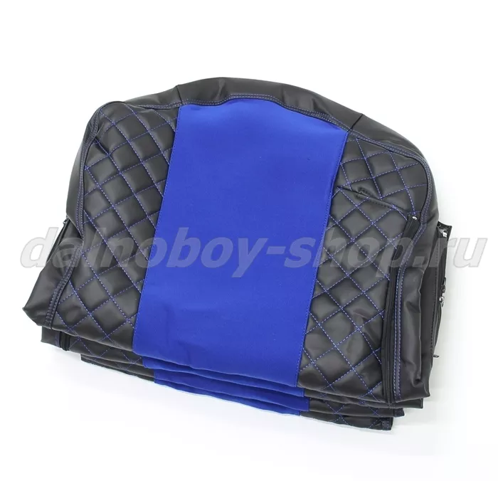 Чехол - сиденье иск.кожа+велюр PREMIUM KMZ K5 / БЕЗ ЛОГОТИПА / черно-синий