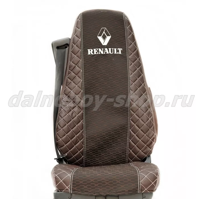 Чехол - сиденье иск.кожа+велюр PREMIUM RENAULT PREMIUM/MAGNUM 2002-2013г (2 выс.сид) коричневый