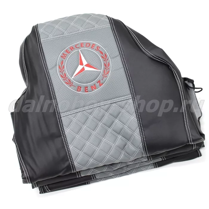 Чехол - сиденье / иск.кожа /PREMIUM / MERCEDES ATEGO 2 низ. сид. 1996-2003 / черн+сер