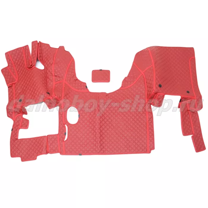 Коврик кож.зам. 3D под ноги DAF XF-105 механика /красный+красная нить