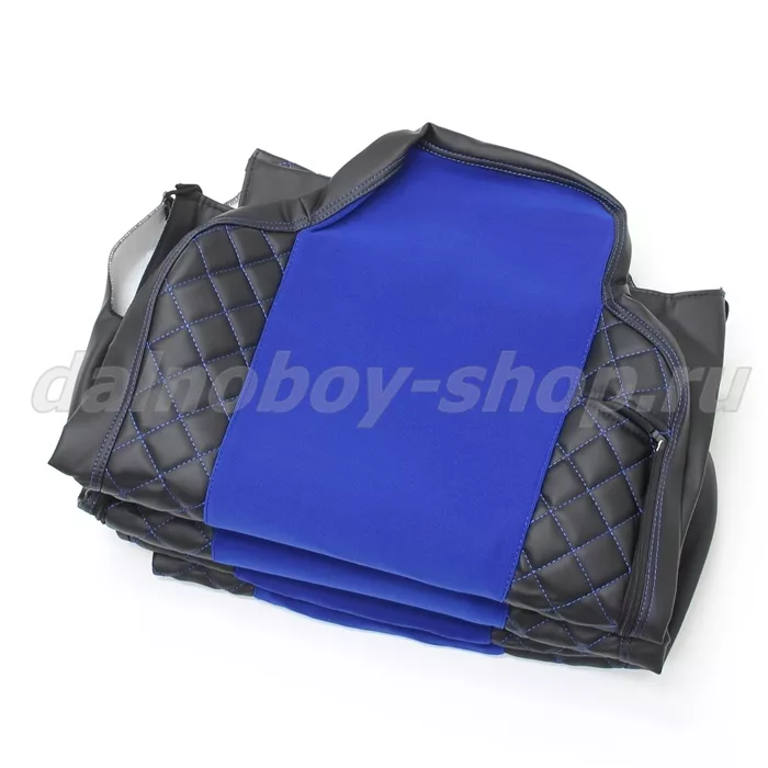 Чехол - сиденье иск.кожа+велюр PREMIUM KMZ EURO AXOR NEO 5490  2016> (2 рем. 2 выс)/ БЕЗ ЛОГОТИП/син