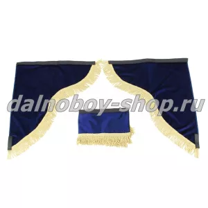 Ламбрекен лоб.+ шторка боковая хамелеон 1.6м БЕЗ НАДПИСИ синий