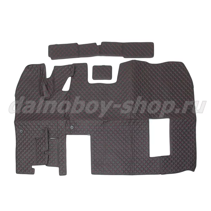 Коврик кож.зам. 3D под ноги RENAULT MAGNUM авт/мех 2х нитка черная кожа/нить красная