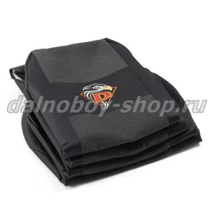 Чехол - сиденье иск.кожа+жаккард DAF XF -95-105 до 2009г. (2 ремня)(2выс.сид.) черно-серый