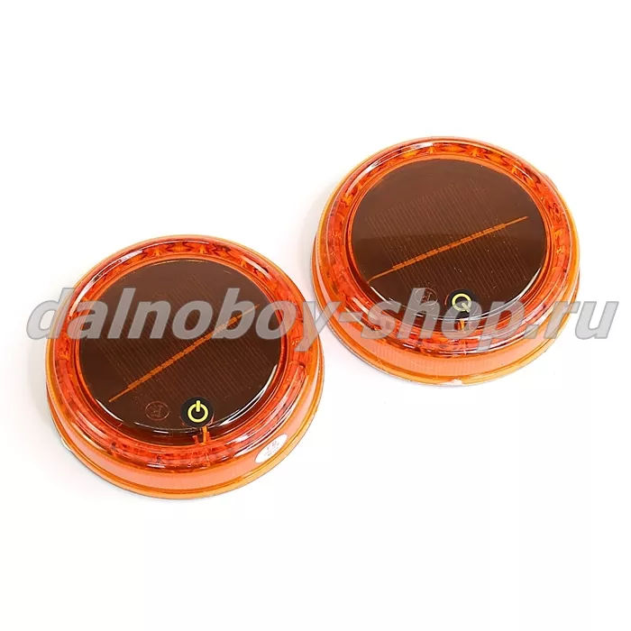 Маяк импульсный LED (желтый) на солнечной батарее ( 2шт в комплекте) круглый