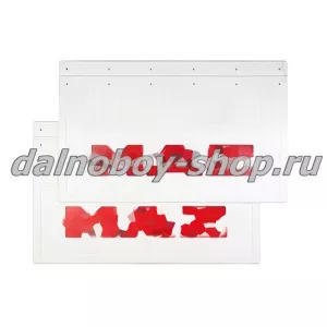 Брызговики задние резина (тисненные) БЕЛЫЕ 600*400 MZ красная надпись