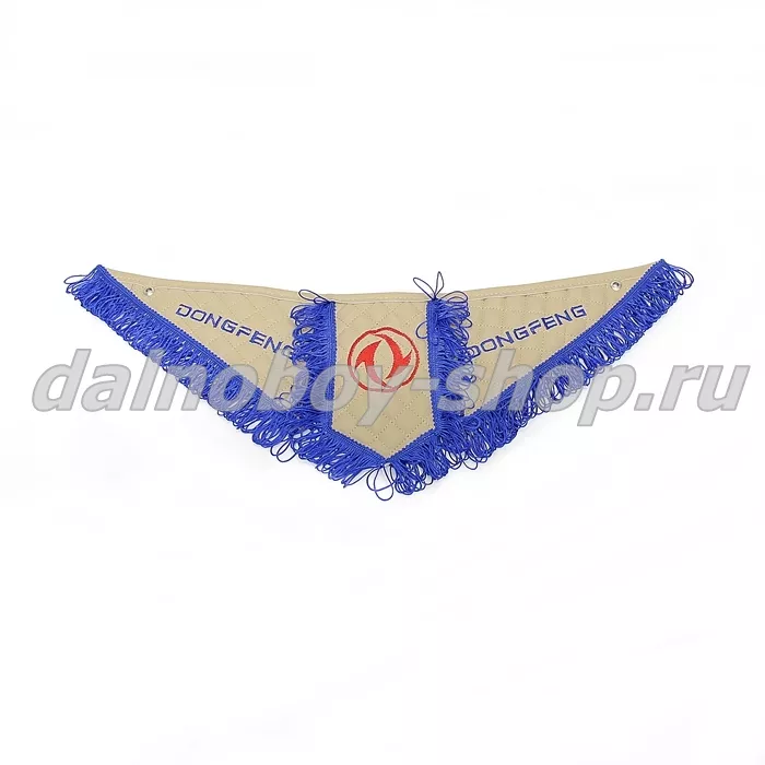Вымпел из 3-х частей Иск кожа стеганный DONFENG бежевый + синяя бахрома