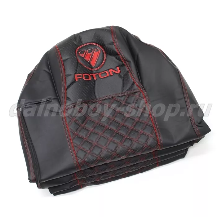 Чехол - сиденье / иск.кожа /PREMIUM / FOTON AUMAN (FA01) / Черн+Красн.Нити