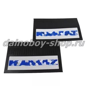 Брызговики задние резина (светоотражающие) 600*400 KMZ (белый+синяя надпись)