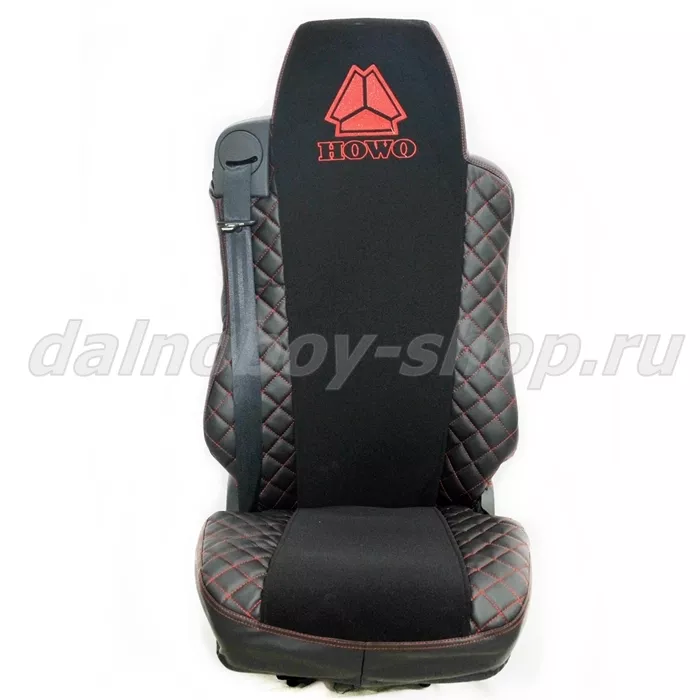 Чехол - сиденье иск.кожа+велюр PREMIUM HOWO (T5G) / черн + черн