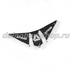 Вымпел из 3-х частей Иск кожа стеганный SITRAK черный + белая бахрома