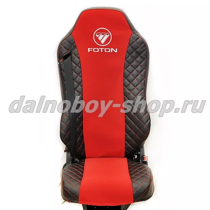 Чехол - сиденье иск.кожа+велюр PREMIUM FOTON AUMAN от 2023 г (FA02) черно-красный