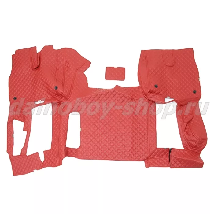 Коврик кож.зам. 3D под ноги Man TGX (2016-2021) авт с ящ с хол 2х нитка красная кожа/нить красная