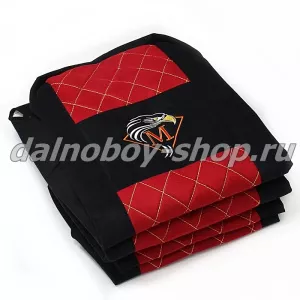 Чехол - сиденье аликанте MB ATEGO-AXOR, после 2012г. (1 ремень)(2 выс.сид.) черно-красный