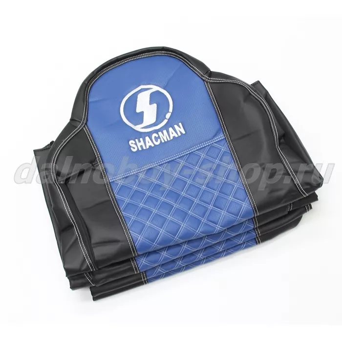 Чехол - сиденье / иск.кожа /PREMIUM / SHACMAN X3000-X5000 от 2023г (SH04) / Черн + Синий