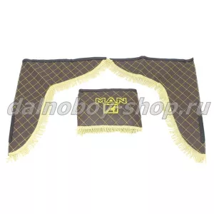 Ламбрекен лоб.+ шторка боковая кожзам 2.2м  MAN коричневый