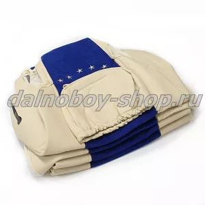 Чехол - сиденье Польша велюр - иск. кожа SCANIA 6 серия P/G/R от 2014г (1выс.1низ) син-беж с микроф