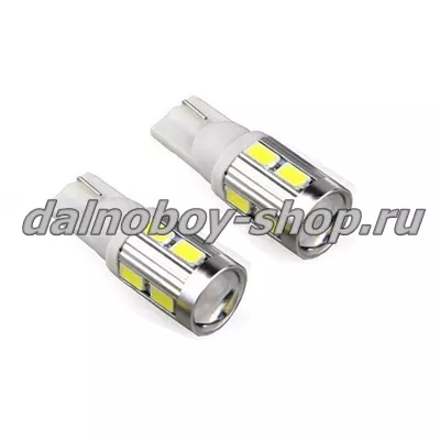 Лампочка габаритная без/цок "ЛИНЗА"+10SMD (8537) белая 24v (10)