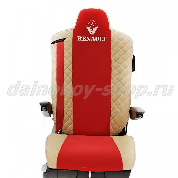 Чехол - сиденье иск.кожа+велюр PREMIUM RENAULT SERIA T/K/С от 2013г 2 выс. сид. беж-красный