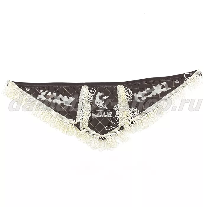 Вымпел из 3-х частей Иск кожа стеганный KMZ коричневый + бежевая бахрома