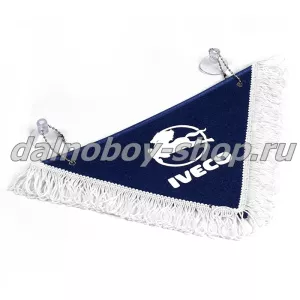 Вымпел треугольный IVECO с бахромой и рисунком синий