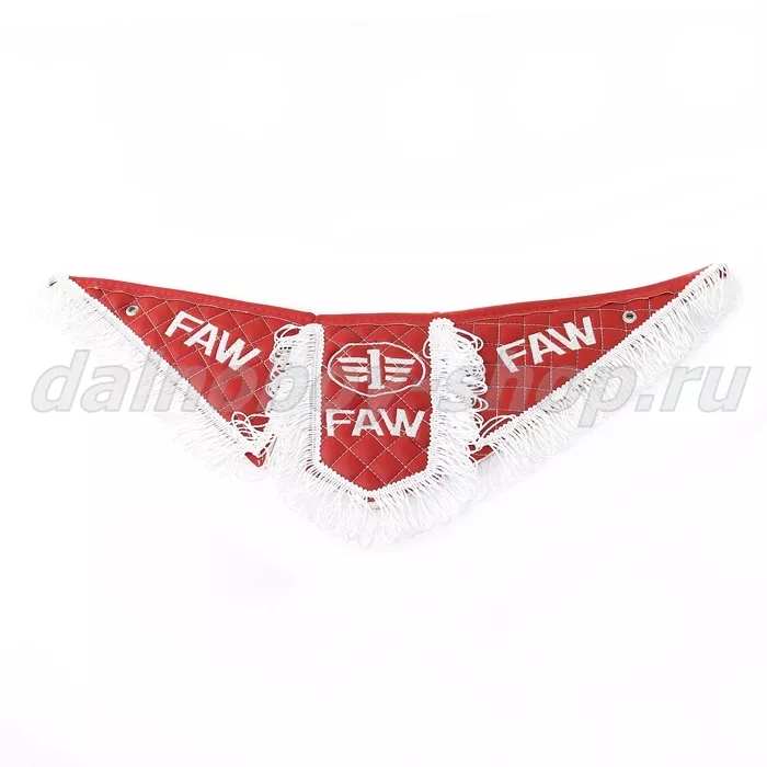 Вымпел из 3-х частей Иск кожа стеганный FAW красный + белая бахрома