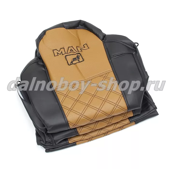 Чехол - сиденье / иск.кожа /PREMIUM / MAN TG-A/X/S/M/L  до 2017 (2 ремня)(2 выс.сид.) черн+фокс