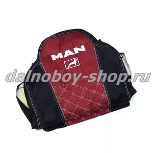 Чехол - сиденье аликанте MAN TG-A/X/S/M/L  до 2017 (2 ремня)(2 выс.сид.) черно-красный