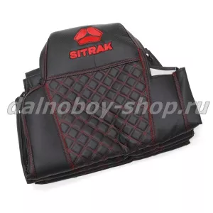 Чехол - сиденье / иск.кожа /PREMIUM / SITRAK C7H (ST01) / черный+красн нити