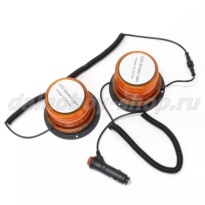 Маяк импульсный LED 10-30v (желтый) ДВОЙНОЙ  30 led d-83  h-83mm