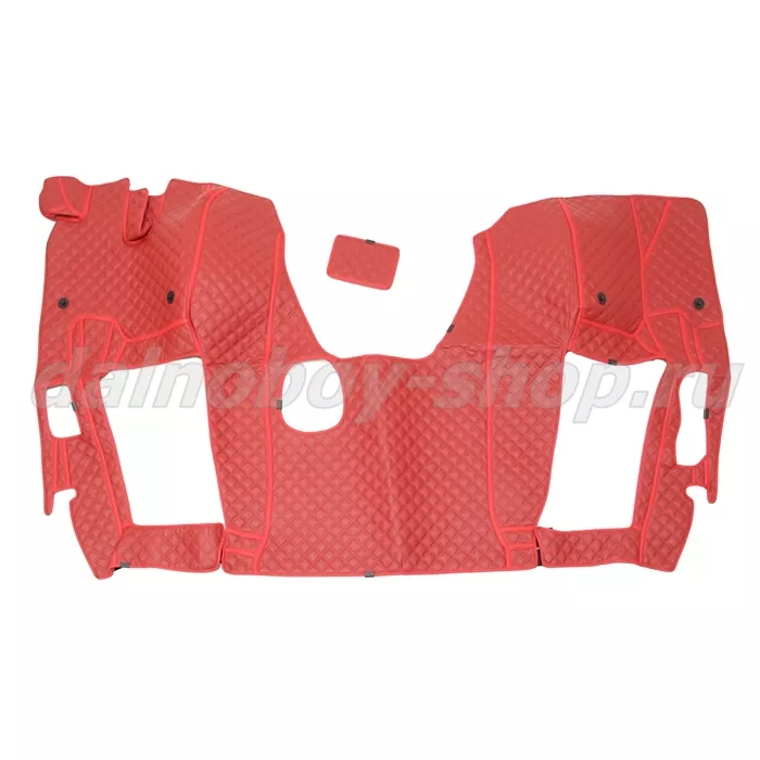 Коврик кож.зам. 3D под ноги KMZ Neo 5490 механика 2х нитка красная кожа/нить красная