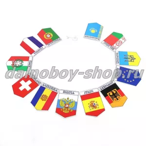 Гирлянда флажков ПЛАСТИК пятиугольная "СТРАНЫ-ДЕВУШКИ" 11*7,5