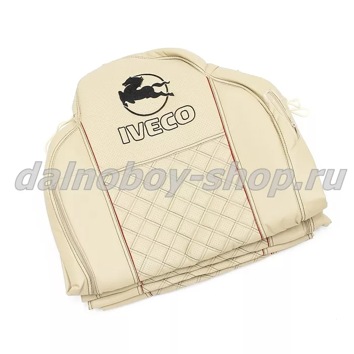 Чехол - сиденье / иск.кожа /PREMIUM / IVECO STRALIS/ HI-WAY (2рем)(2выс.сид) / Беж+Беж