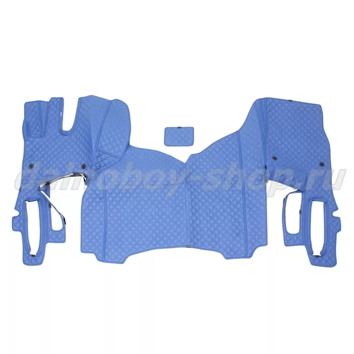 Коврик кож.зам. 3D под ноги RENAULT T вод+пас 2х нитка синяя кожа/нить синяя