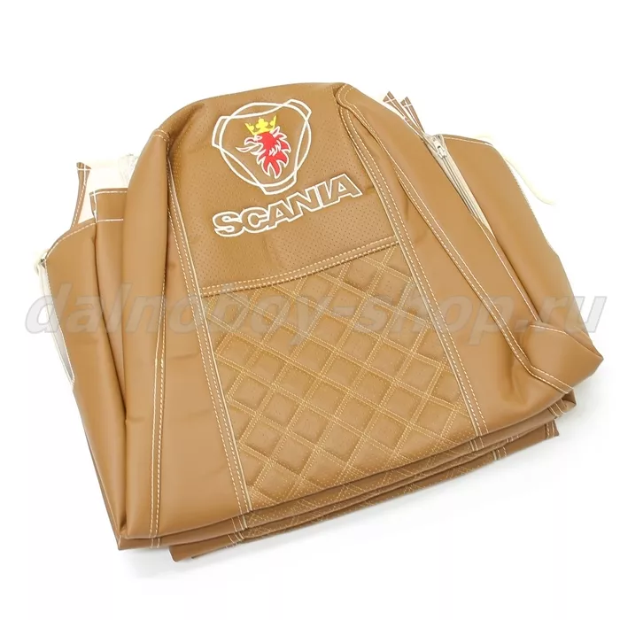 Чехол - сиденье / иск.кожа /PREMIUM / SCANIA (2004-2014) 5 серия (2 ремня)(2 выс.сид.) фокс+фокс