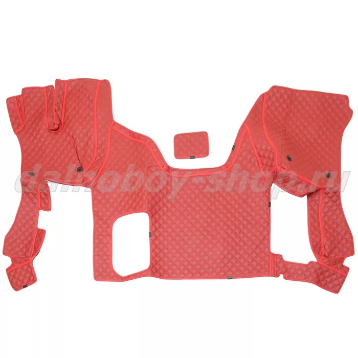 Коврик кож.зам. 3D под ноги DongFeng GX 2х нитка красная кожа/нить красная