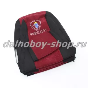 Чехол - сиденье SCANIA 5 серия (1 ремень)(1 выс.1 низ) 2004-2014 черно-красный