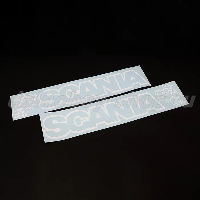 Наклейка (вырезанная) 14*66 "SCANIA" ( комплект 2шт.) цвет белый
