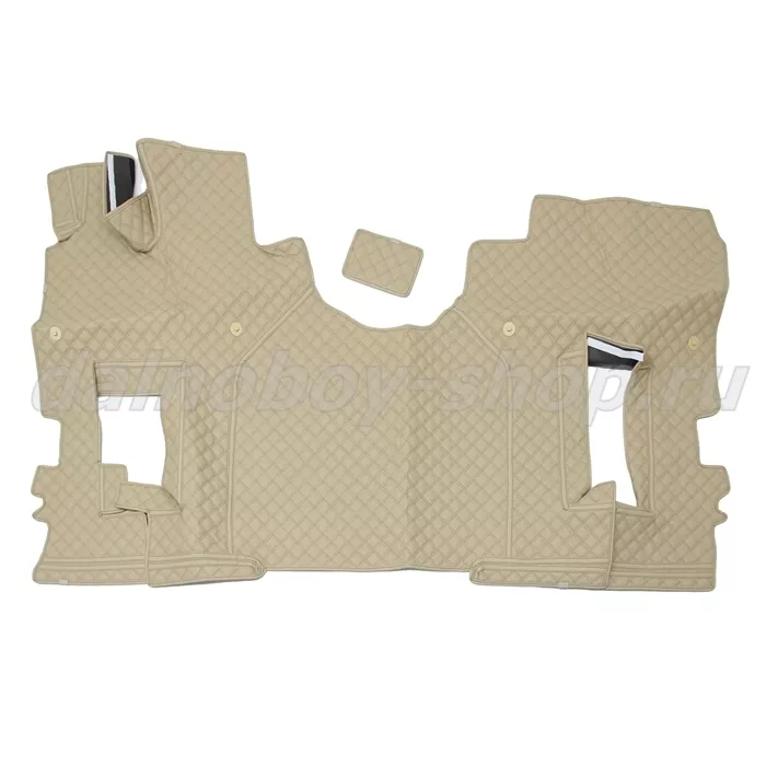 Коврик кож.зам. 3D под ноги KMZ К5 2х нитка бежевая кожа/нить коричневая