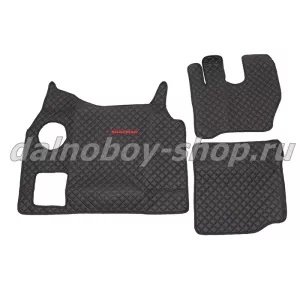 Коврик кож.зам. под ноги Польша SHACMAN X3000 (2012-) / Чёрный+Красн строчка