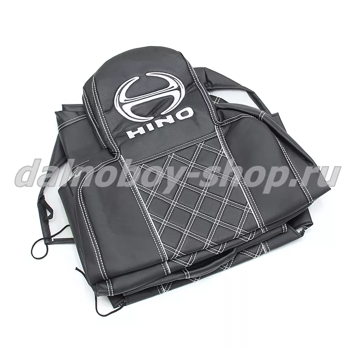 Чехол - сиденье / иск.кожа /PREMIUM / HINO 300 черный+белые нити