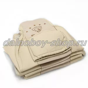 Чехол - сиденье Польша велюр - иск. кожа SCANIA 6 серия P/G/R от 2014г (1выс.1низ) бежевый с микроф.