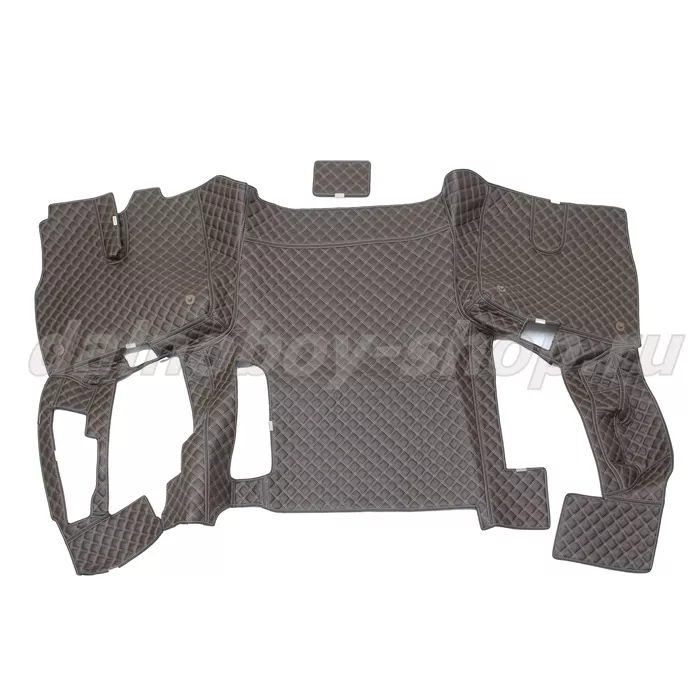 Коврик кож.зам. 3D под ноги Man TGX (2016-2021) авт без ящ с хол 2х нитка шоколад кожа/нить беж